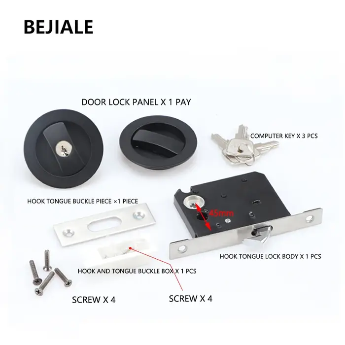 Serrure de porte coulissante noire