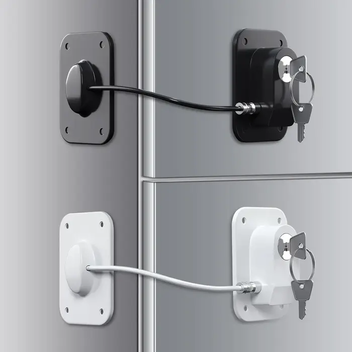 Serrure de porte à câble noire avec clé – Barre de sécurité robuste pour portes de maison, de bureau