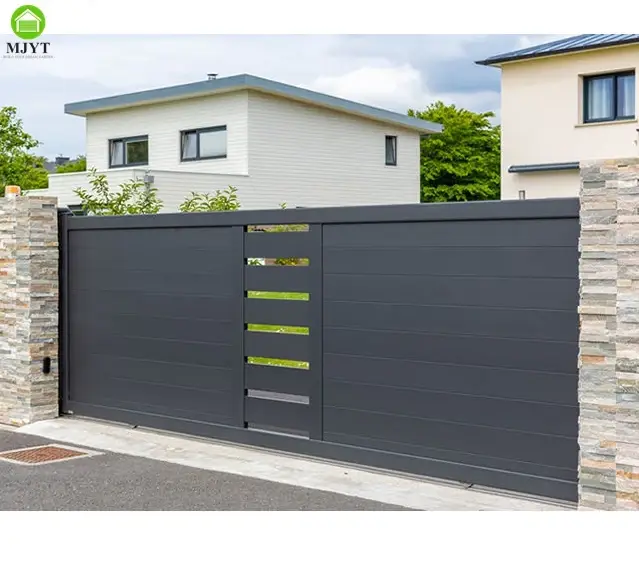 La conception personnalisée de porte principale coulissante automatique de porte de jardin en alliag