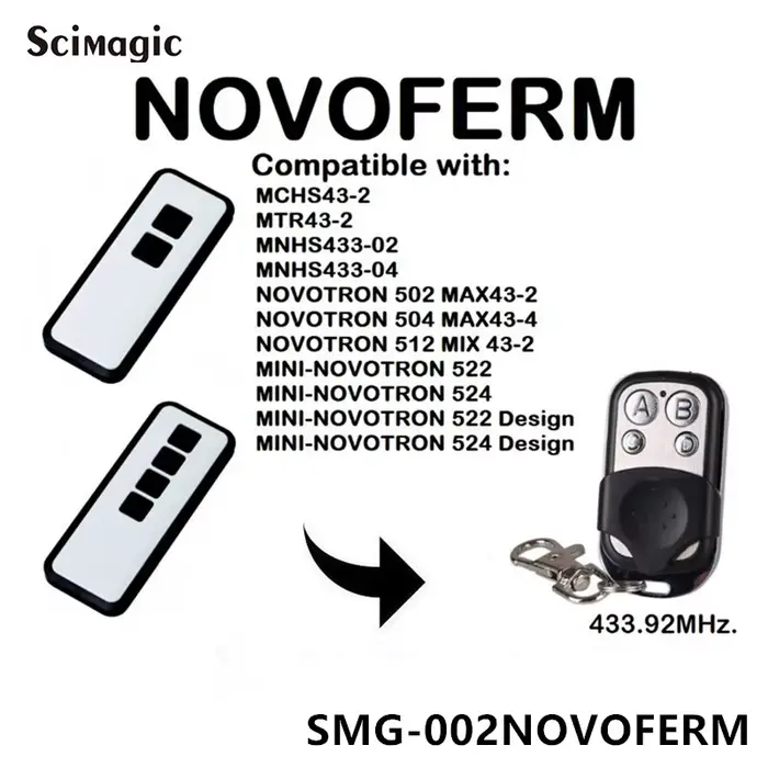 Novoferm Mini-Novotron 522, télécommande Compatible 524 433.92MHz contrôle de porte Novoferm ouvre-p