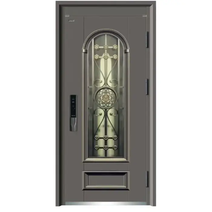 Porte d'entrée en alliage d'aluminium et d'acier au Design moderne