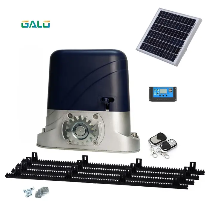 Système d'ouverture de porte solaire coulissante 24V, 500kg, moteur à courant continu, avec Rails en
