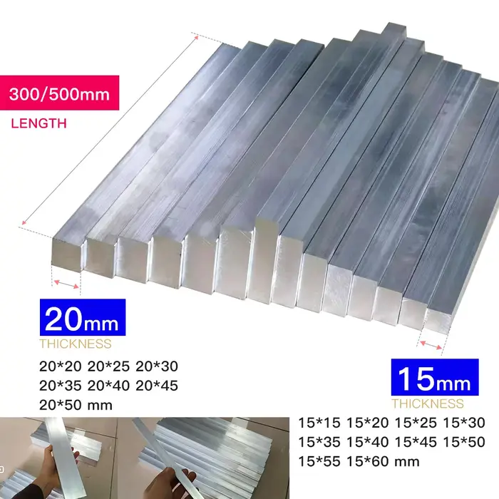 Barre en aluminium épaisseur 15-20 mm, largeur 20-60 mm, longueur 300-500 mm, plaque plate en alliag