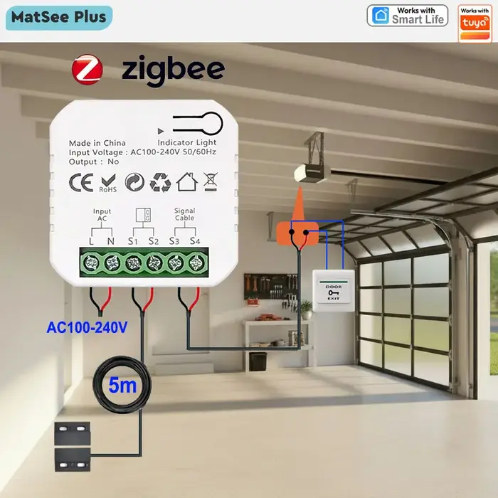 Porte de garage coulissante intelligente ZigBee, commande à distance par application, ouverture/ferm