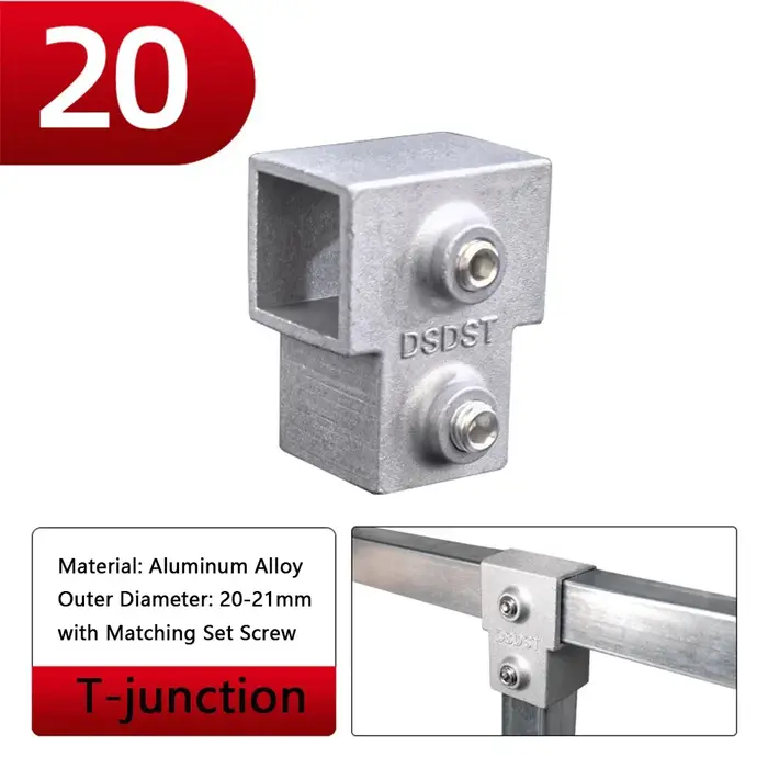 Connecteur carré à trois voies pour tubes carrés 20x20mm, 30x30mm, 25x25mm, accessoires de raccordem