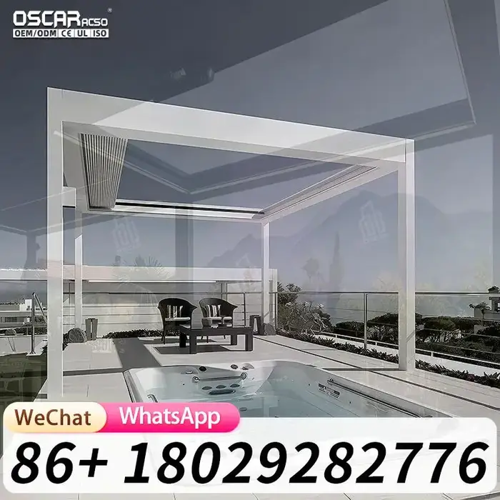 Pergola motorisée intelligente en aluminium à lames orientables Foshan pour jardin