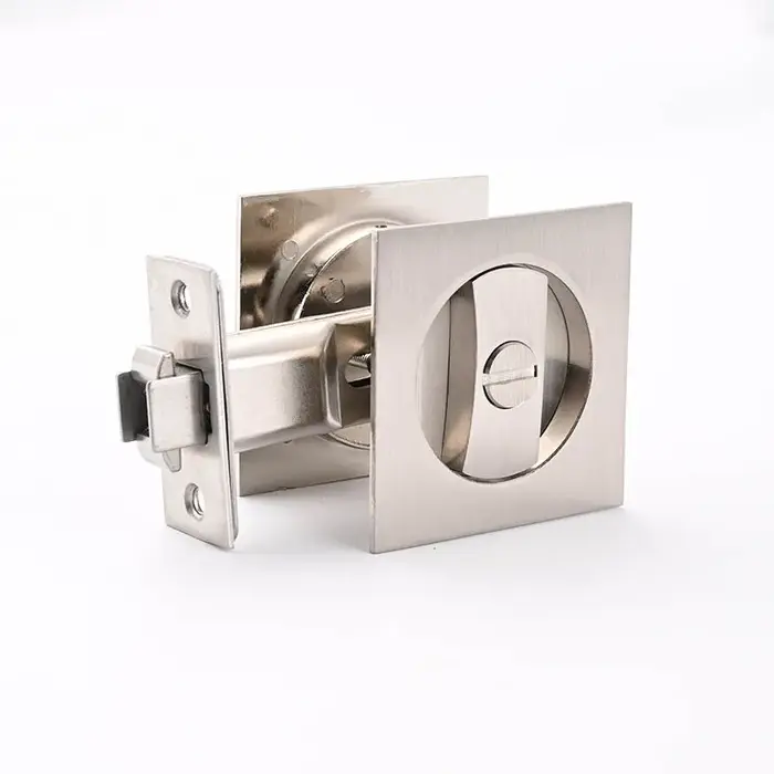 Serrure de porte coulissante mécanique, serrure de porte de poche carrée d'entrée avec poignées de b