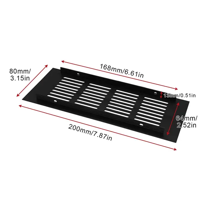 Grille de ventilation en alliage d'aluminium, grille à lamelles, grille d'aération pour armoire, acc