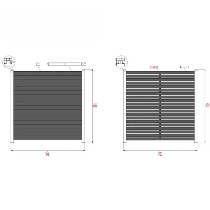 Panneau de clôture en aluminium noir moderne pour jardin familial