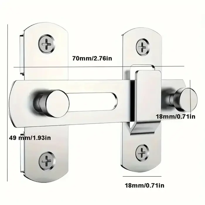 1 Pièce Loquet Coulissant en Acier Inoxydable pour Porte de Grange, Quincaillerie de Verrouillage po