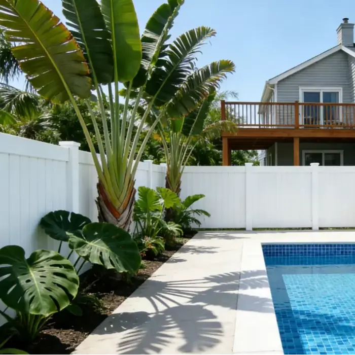 Clôture de jardin en PVC blanc résistant aux intempéries, installation facile, utilisée pour piscine