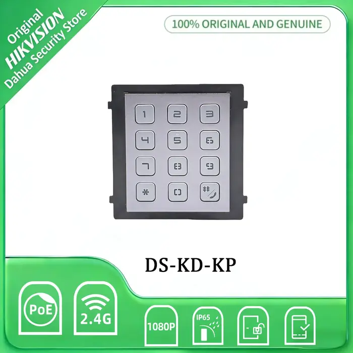 Module de clavier Hikvision DS-KD-KP, IP65 IK07, accès par code PIN rétroéclairé, pour station de po