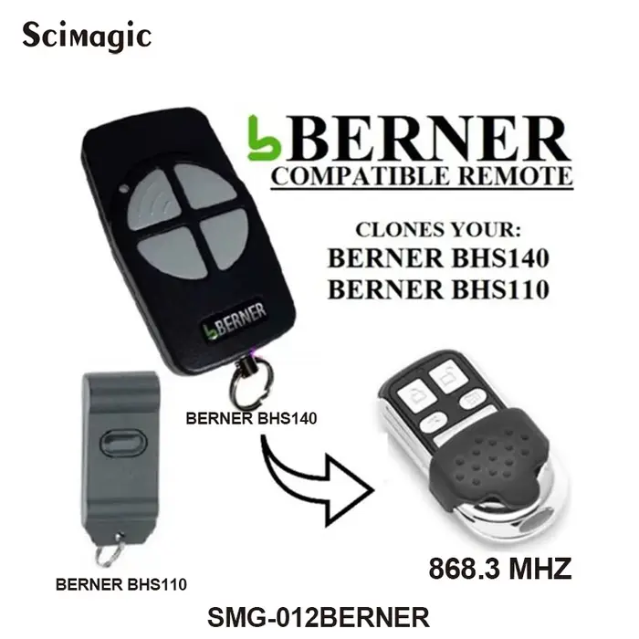 BERNER BHS 110 140 Ouvre-porte de garage à télécommande Commande 868 MHz Porte Télécommande Barrière