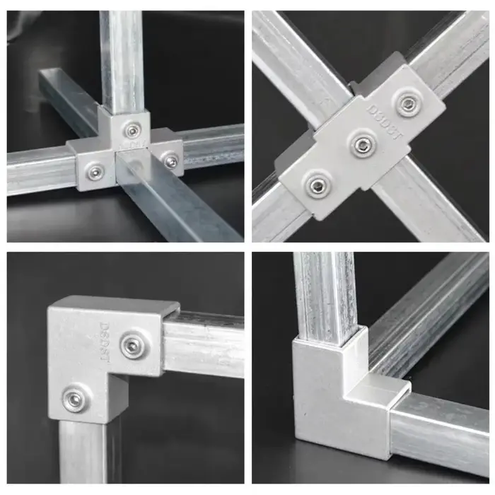 Connecteur coudé en alliage d'aluminium pour tube carré 20x20mm et 25x25mm