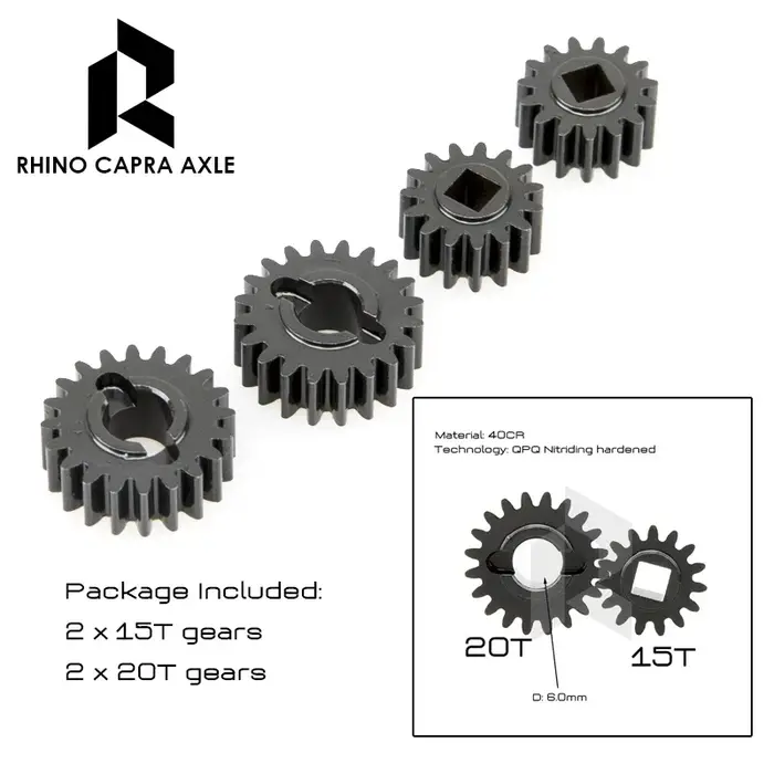 RhinoRC – jeu complet d'essieux de portail en métal, pour voiture sur chenilles axiale 1/10 RC SCX10