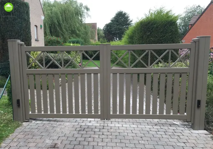 Panneau de clôture de luxe, design supérieur, porte de jardin, bâtiment d'appartement, allée, bâtime