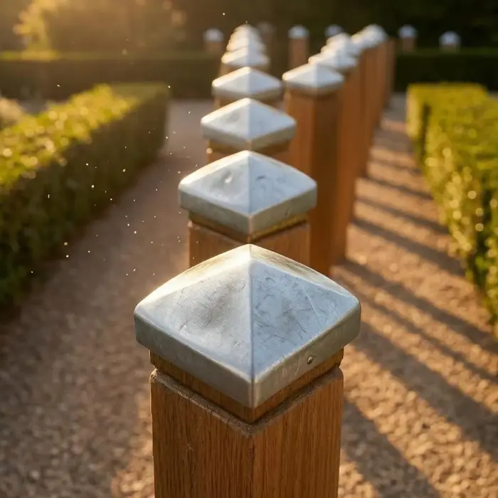 6 pièces, capuchons pyramidaux en métal pour poteaux de clôture, finition brossée, quincaillerie d'e