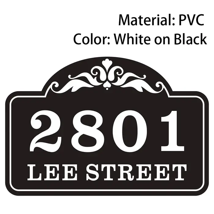 Plaque d'adresse personnalisée en PVC acrylique avec option réfléchissante, numéros de maison, panne