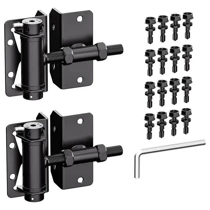 ABRU - Charnières de portail à fermeture automatique à tension réglable, robustes, finition noire - 