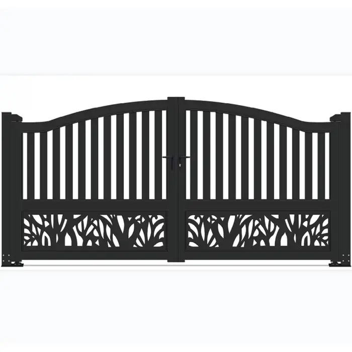 Allée double porte en fer forgé rotation porte design moderne extérieur en métal automatique jardin 