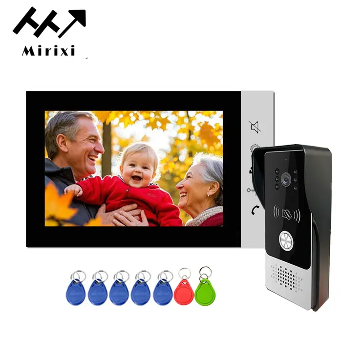 Mirixi 7 pouces interphone vidéo sonnette de téléphone avec caméra RFID déverrouiller grand Angle sy