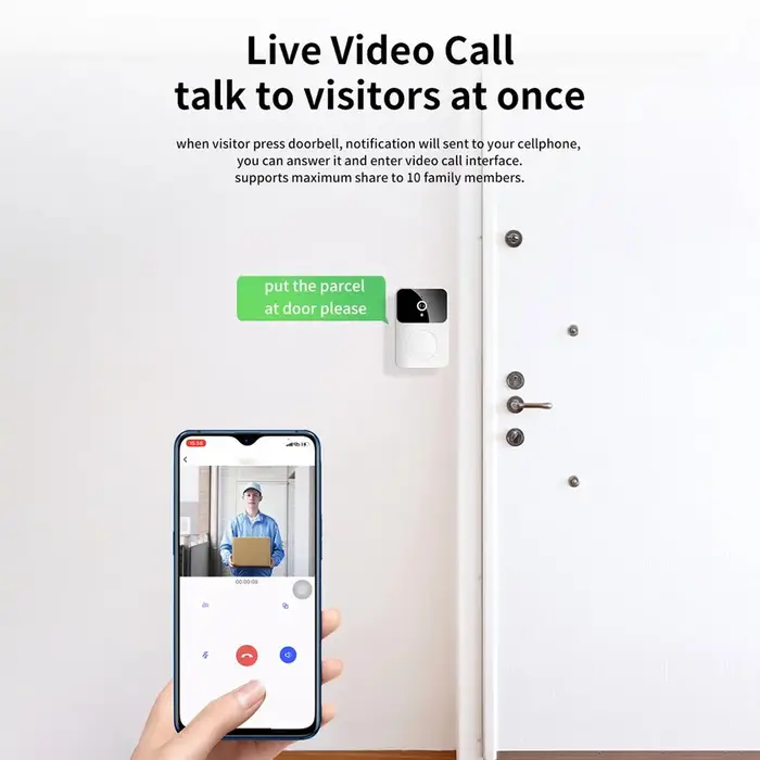 Sonnette de sécurité sans fil WiFi HD avec vision nocturne
