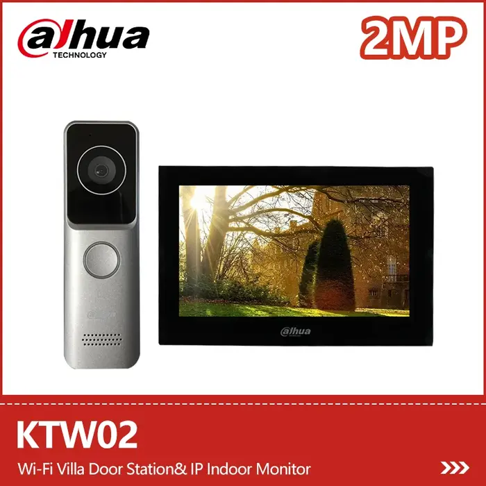 Kit d'interphone vidéo Dahua KTW02, station de porte Wi-Fi 2MP, moniteur intérieur IP TFT 7 pouces,