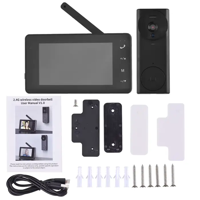 Caméra de sonnette vidéo sans fil avec affichage de moniteur, écran IPS 4.3, Kits de caméra de visio