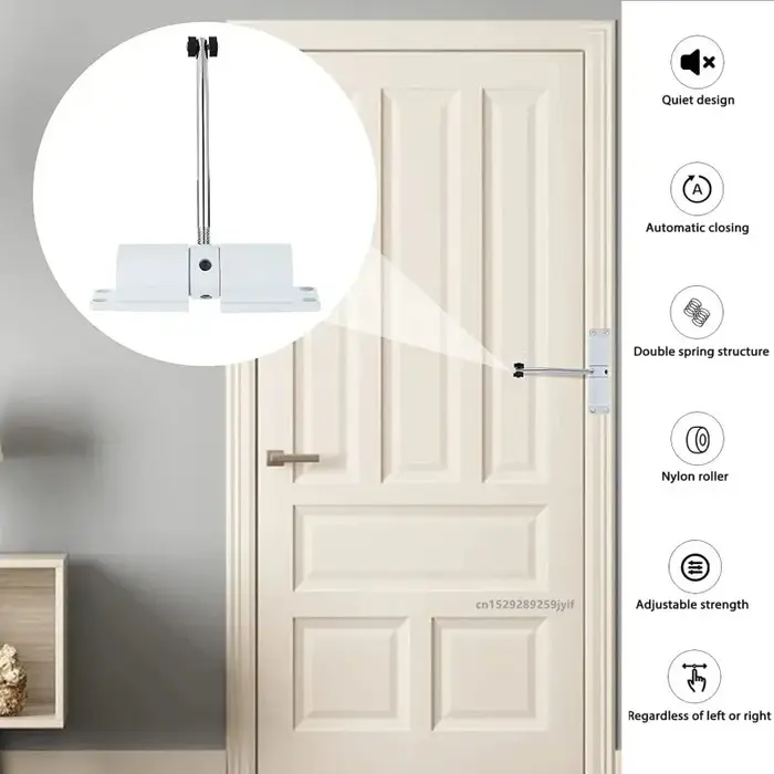 Ferme-porte automatique en métal réglable robuste à ressort silencieux pour portes battantes intérieures et extérieures