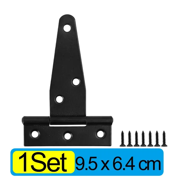 5/1 ensembles de charnières en fer noir robuste en forme de T, quincaillerie de porte galvanisée, ch