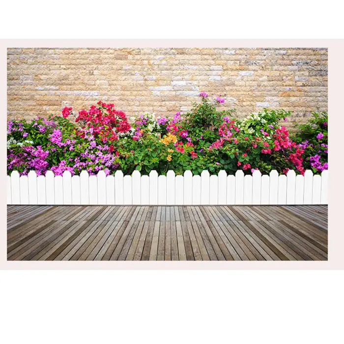 Clôture de jardin insérée en plastique et bois de couleur teck blanc