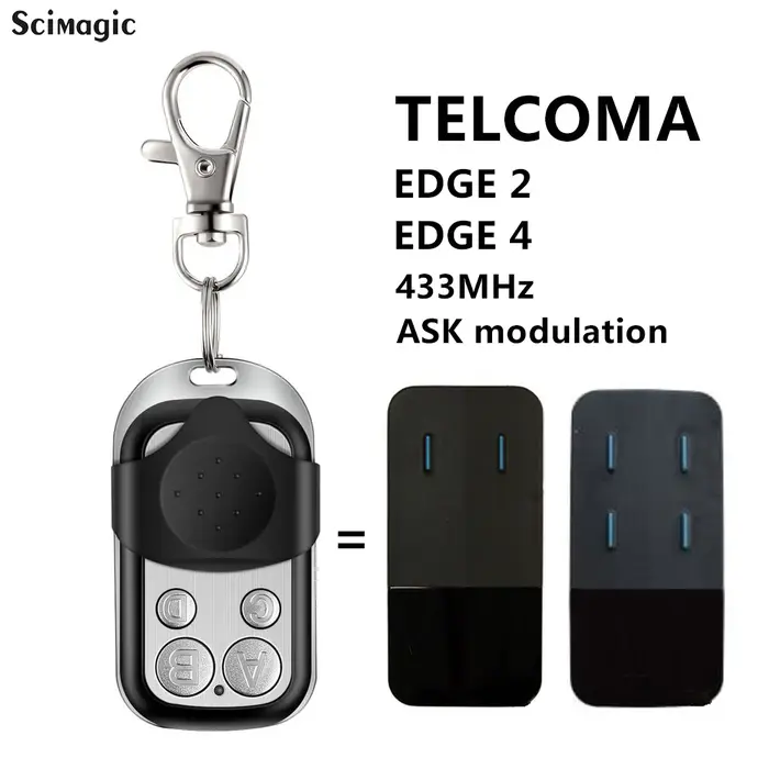 TELCOMA EDGE 2 EDGE 4 Télécommande de garage 433,92 MHz Porte-clés à code fixe