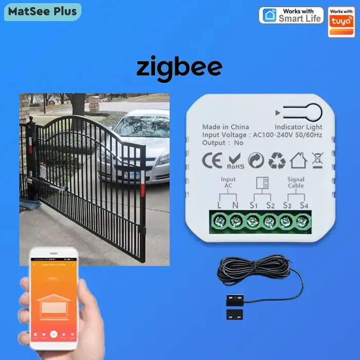 Contrôleur de portail coulissant motorisé ZigBee, contact sec, télécommande via application, 110V 24