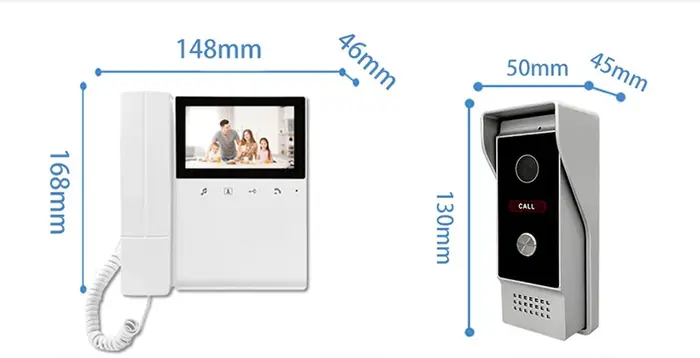Interphone vidéo filaire avec écran IPS 4,3 pouces, 1V1, visiophone, caméra de porte