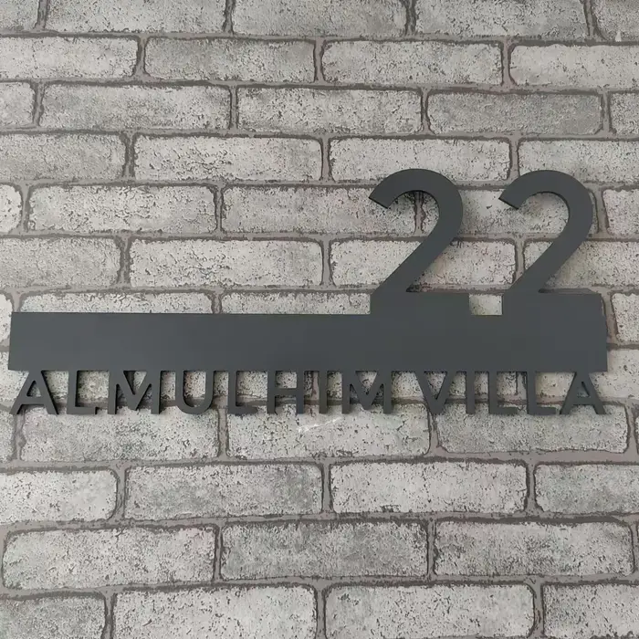 Numéros de maison gris en aluminium composite, panneaux d'adresse personnalisés, plaque avec grand n