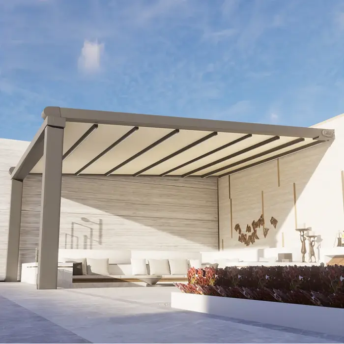 Pergola motorisée, auvent rétractable
