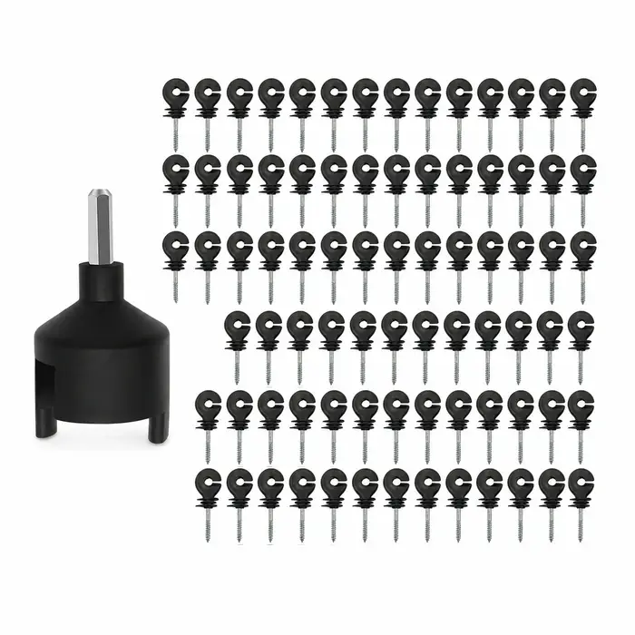 80 isolateurs de clôture électrique, 1 kit d'outils d'installation, isolateurs de poteau à clipser e