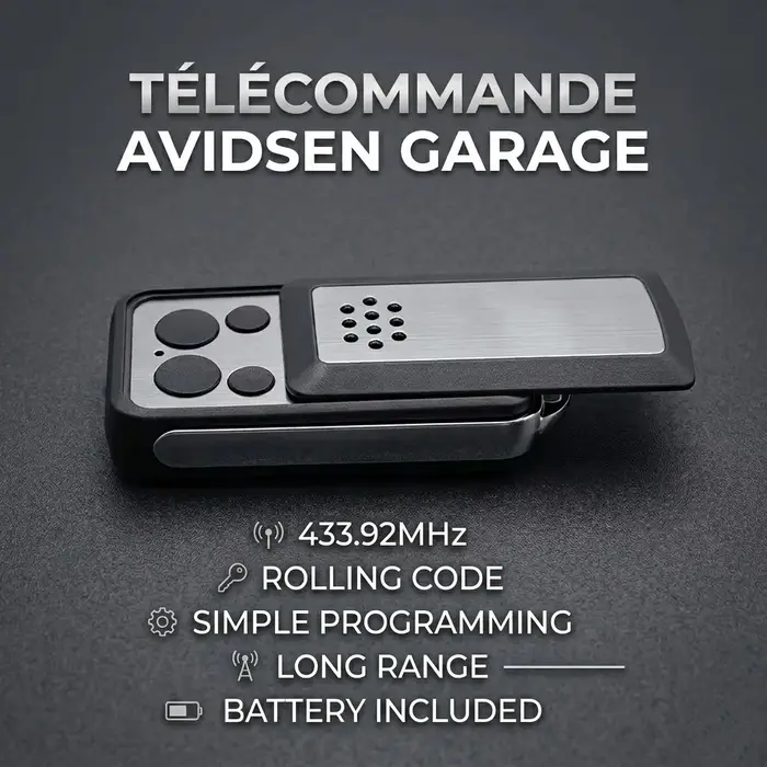 Télécommande AVIDSEN 114253 104250 104251 104257 104350 654250 pour ouvre-porte de garage 433,92 MHz