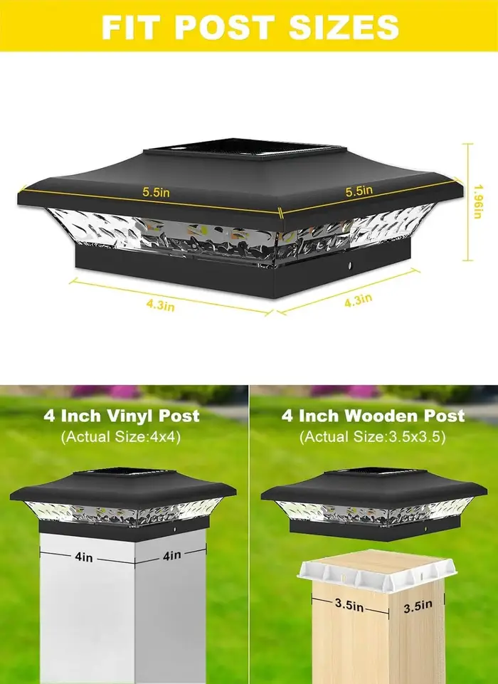 2/6 pièces lampadaire solaire 3000K 6000K extérieur jardin clôture pilier phare pour Villa porte paysage décoration IP65 colonne lampe