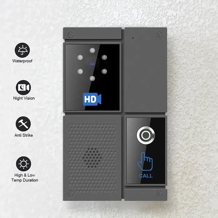 Interphone vidéo intelligent SIP HD, écran tactile, sonnette étanche pour le bureau, appareil domest