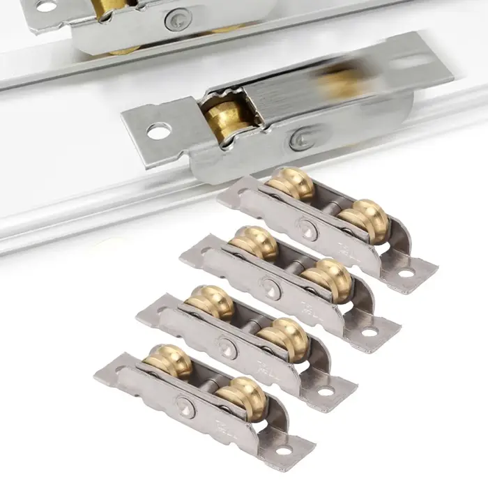 Rouleau de porte coulissante à Double rouleaux, en acier inoxydable, avec vis, roue Concave, rouleau