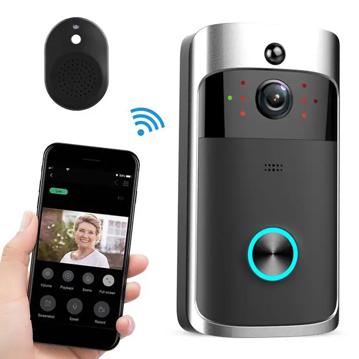 V5 vidéo sonnette intelligente sans fil WiFi sécurité porte cloche visuel HD à distance moniteur à d
