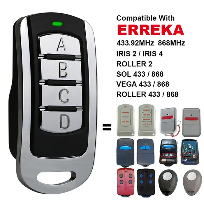 ERREKA SOL LIRA VEGA ROLLER IRIS 2 Télécommande de porte de garage