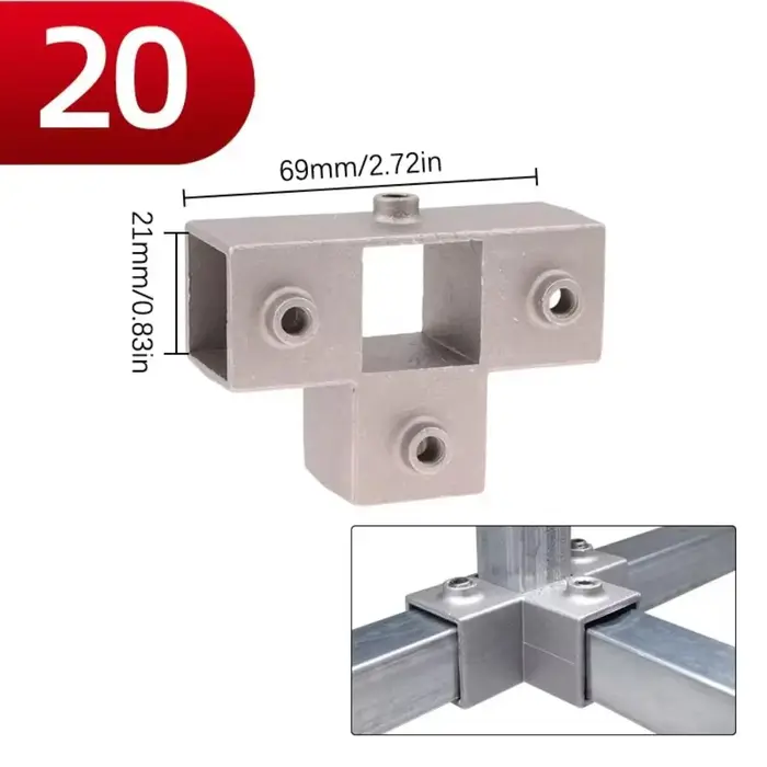 Connecteur carré à trois voies 20x20mm