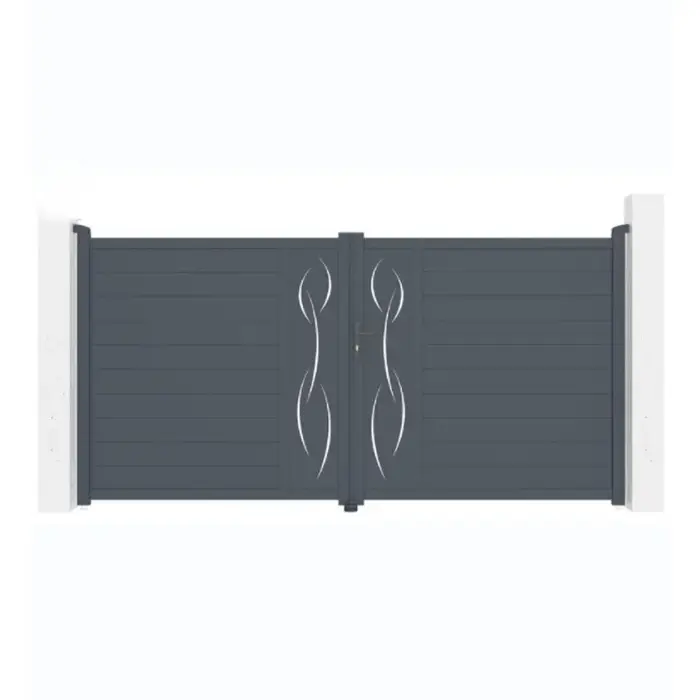 Porte de clôture en aluminium d'entrée de cour décorative personnalisée, porte rotative d'allée