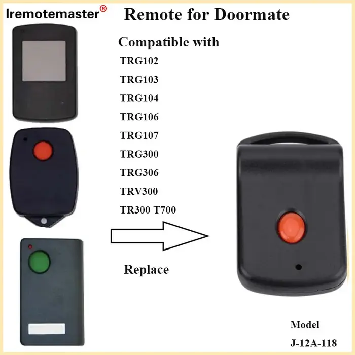 8 Dip Switch Remote pour Doormate Tiltamatic TRGknit T700 TRG-306 TRG102 Porte de garage Télécommande 303Mhz